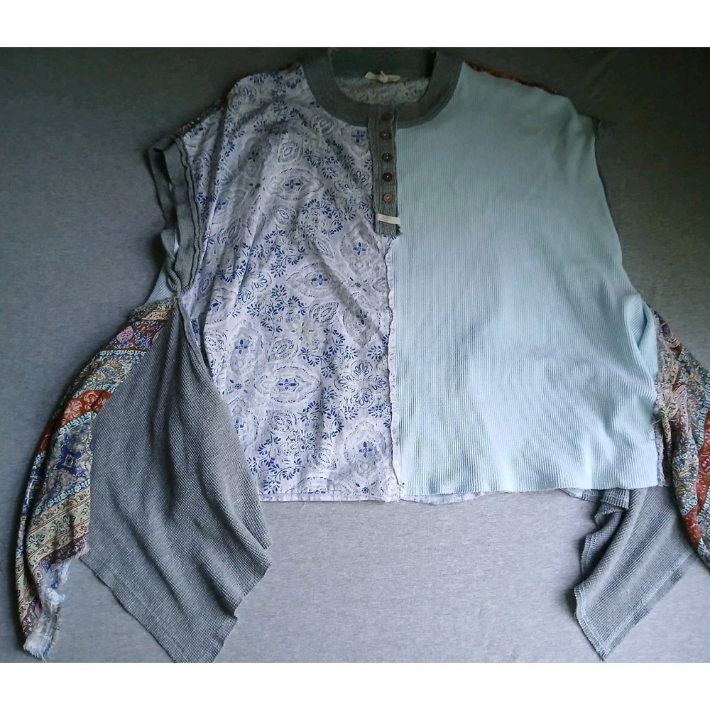Oli Hali Top Small Thermal Patchwork Floral Cottage Hippie Peasant Boho Bohemian